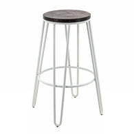 Hair Pin Stool – Wood top/White legs