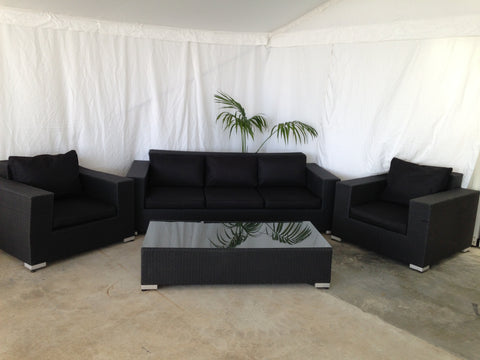 Wicker 4 Piece Lounge Set - Black